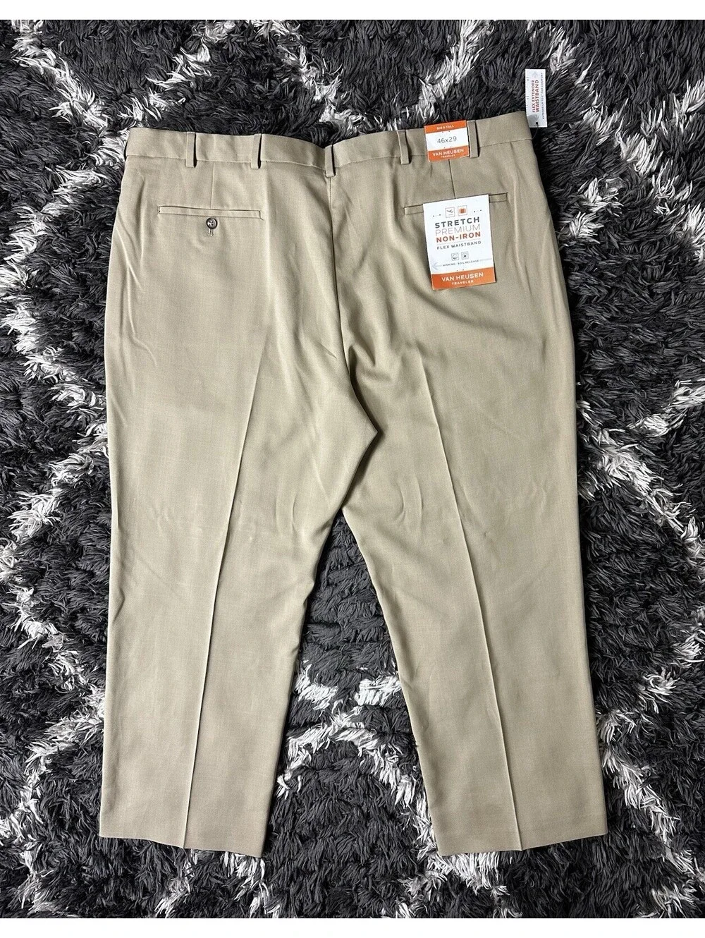 NWT Van Heusen Traveler Pants Mens Big & Tall 46x29 Stretch Non-Iron Khaki